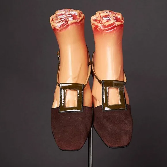 1970s Ro-Man Mod Suede Slingback Heels - Picture 6 of 7